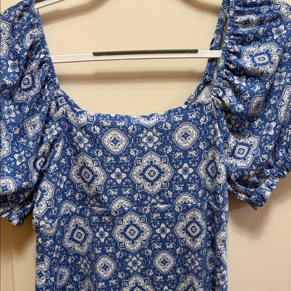 Blue Patterned Mini Dress - Picture 7 of 7
